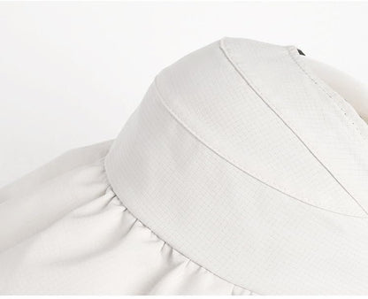 Outdoor UV Protection Foldable-Sun-Hat for Women - Wide-Brim Ponytail-Hole Hats Visor-Hats Floppy Packable Beach-Hat White