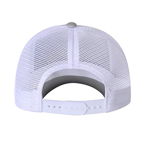 Baseball Cap, American Flag Trucker Hat for Men Women, Breathable Adjustable Fit Outdoor Mesh Snapback Hats - color: Gray/White Flag