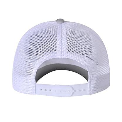 Baseball Cap, American Flag Trucker Hat for Men Women, Breathable Adjustable Fit Outdoor Mesh Snapback Hats - color: Gray/White Flag