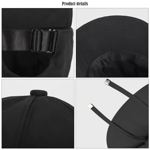 Womens Sun Hat Wide Brim UPF 50+ UV Protection Foldable Packable Sun Shield Hat for Women, Ponytail Outdoor Fishing Hat - color: Upgraded Black