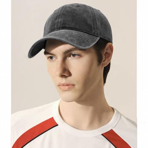 Unisex Washed Cotton Baseball Cap Casual Vintage Dad Hat - color: Black