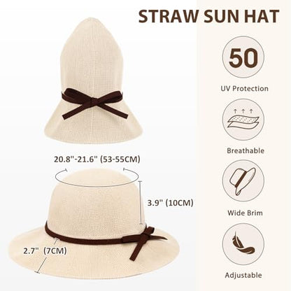 Beach Hats for Women, UPF 50+ UV Protection Foldable Sun Hat Summer Travel