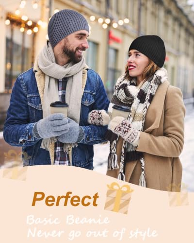 ROYBENS Wool Beanie for Men Women, Seamless Knit Warm Winter Hat Skull Caps - color: 1pcs-black