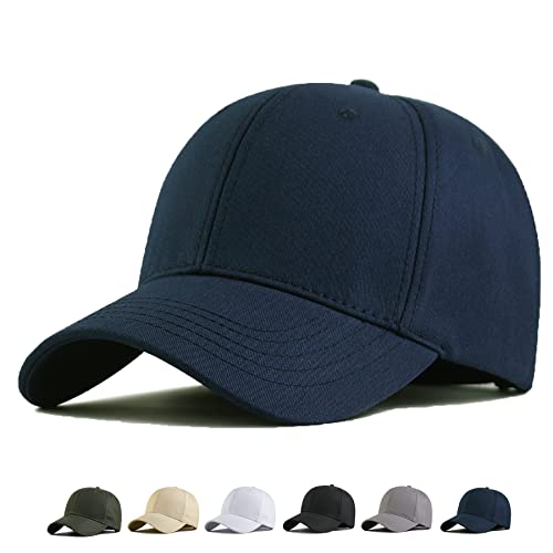 Oversize Baseball Cap XXL Big Head Hats for Men Large Head Hats Dad Hat Adjustable 23.6"-26.8" - color: Navy Blue