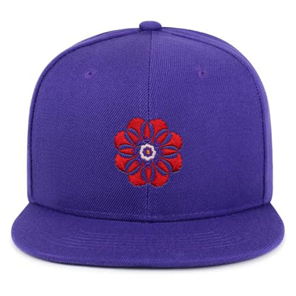 Flower Ornament Hip-Hop Snapback Hat Embroidered Baseball Cap Floral Embellishment - color: 05. Purple