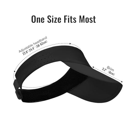 Women's Sun Visor Hat - Foldable Golf Hats Adjustable Quick Dry Running Tennis Cap, UV Protection Beach Hat for Women - color: Solid Black