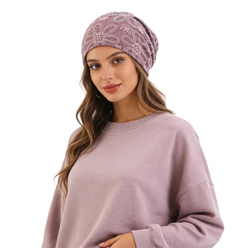 Crochet Slouchy Beanie Hat Turbans Headware for Women - color: Bea10 - Purple