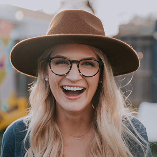 DRESHOW Women Classic Felt Fedora Wide Brim Floppy with Belt Buckle Panama Hat - color: 1 Pc Fedora Hat: Brown