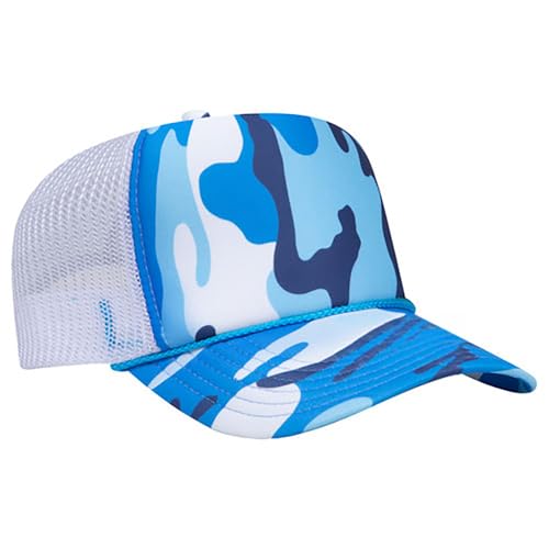 Ashen Fane Polyester Foam Front 5 Panel High Crown Mesh Back Trucker Hat - color: Blue Urban Camo