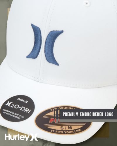 Hurley Men's Caps - One & Only Flexfit Baseball Cap - Fitted Hats for Men (S-XL) - color: Summit White, size: Large-X-Large