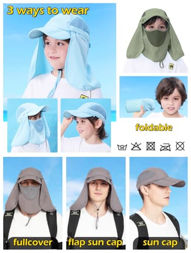 Full Coverage Removable UPF 50+ Sun Hat, Breathable Quick Dry Running Cap - color: Army Green, size: Small