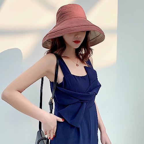 Women Wide Brim Sun Hats Metal Wired Edge Summer UV Protection Beach Fishing Hat for Hiking Garden Travel Chin Strap - color: Lant001-jiaotang, size: One Size