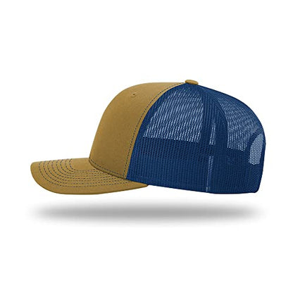 Richardson 112 Classic Six-Panel Adjustable Snapback Trucker Cap - color: Biscuit/True Blue