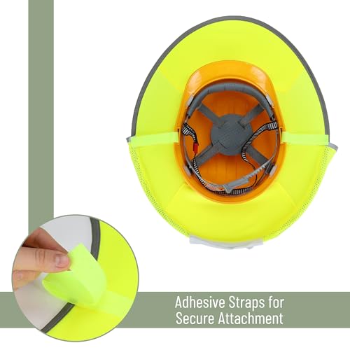 UNCO Industrial Hard Hat Sun Shield, 3 Pack, Yellow, Mesh Sunshade, Reflective, Snap Closure, Hard Hat Accessory - color: Yellow, size: 3 Pack