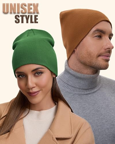 100% Cotton Beanie Hat for Men Women Cuffless Warm Winter Hats - color: 1pcs-turquoise Green