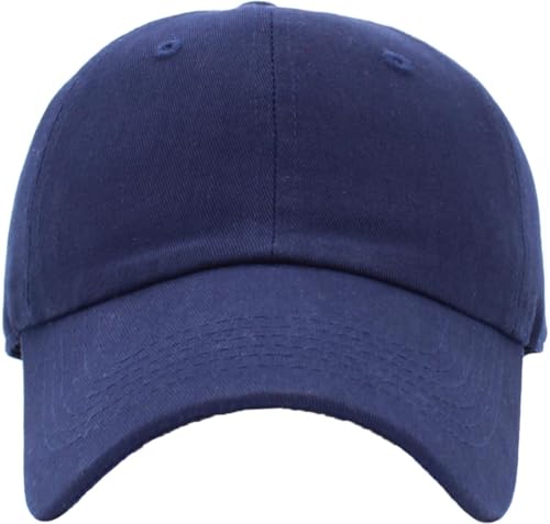 KBETHOS Classic Unisex Cotton Adjustable Low Crown Baseball Cap – Plain Dad Hat - color: Navy (1 Pack)