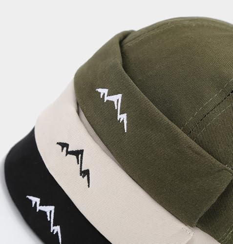 Quanhaigou Brimless Sailor Cap,Adjustable Rolled Cuff Skull Beanie Hats for Men Women - color: Mountain Black