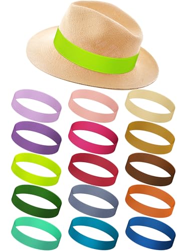 Liitrsh 15 Pcs Stretchable Hat Bands Ribbon for Panama Hats - color: Warm Colors