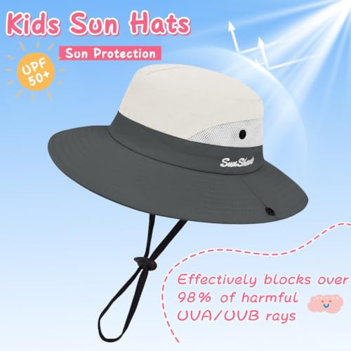 ZOORON Kids Girls Ponytail Sun Hat UPF 50+ Breathable Mesh Water-Resistant - color: Two-tone Beige
