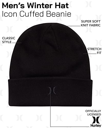 Hurley Mens Icon Knit Cuffed Beanie - color: Black