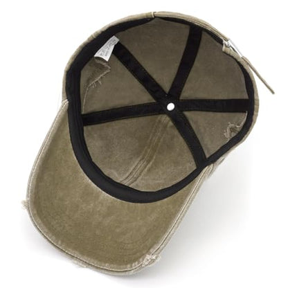 Retro Washed Distressed Baseball Cap with Five Pointed Stars for Women Men - color: Khaki