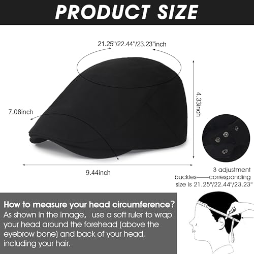 2Pcs Men's Newsboy Cap Cotton Flat Ivy Gatsby Driving Hat - color: 2b2-black+beige