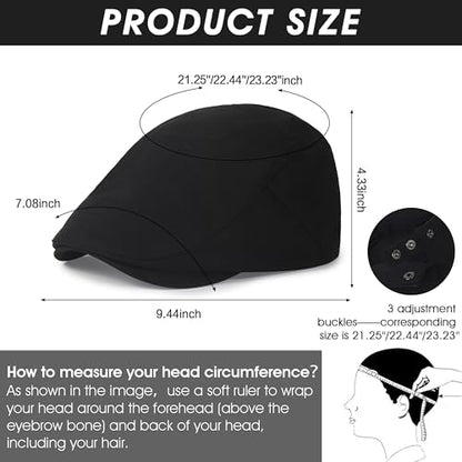 2Pcs Men's Newsboy Cap Cotton Flat Ivy Gatsby Driving Hat - color: 2b2-black+beige