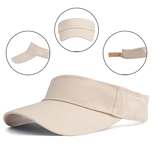 HH HOFNEN Sports Sun Visor Hats Cotton Adjustable Golf Caps for Men Women - color: #1b Beige