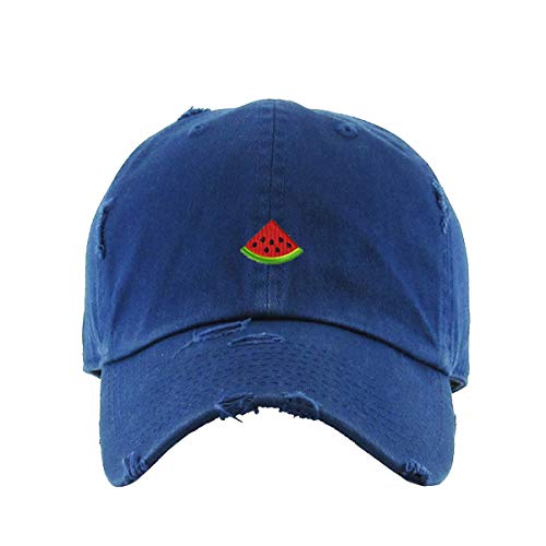 Watermelon Vintage Baseball Cap Embroidered Cotton Adjustable Distressed Dad Hat - color: Navy
