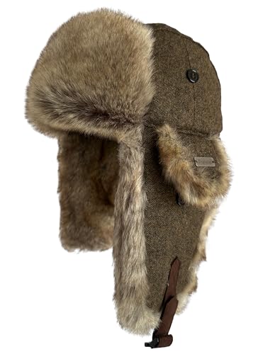 Winter Trapper Hat for Men Women Russian Faux Fur Winter Hat Ushanka Hat Men Aviator Hat - color: Brown-2, size: Medium-Large