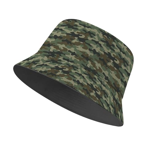 Amasnay Funny Bucket Hat Cotton Double-Side-Wear Reversible Sun Hat for Women Men, Summer Vacation Travel Beach Fisherman Hat - color: Camouflage Print