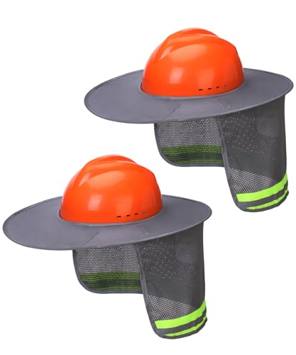 UNCO- Hard Hat Sun Shield, 2 Pack, Grey, Full & Standard Brim Mesh Sunshade High Visibility Reflective, Hard Hat Accessories - color: Grey, size: 2 Pack
