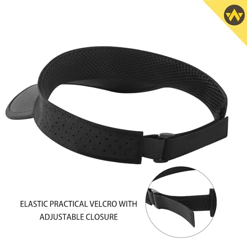 WANDER Sports Sun Visor Hat Mesh Foldable Brim for Men Women Running - color: Black
