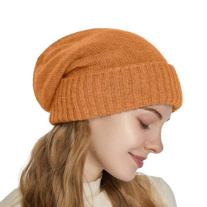 Facecozy Satin Lined Beanie for Women Soft Satin Lining Slouchy Winter Hats - color: Wine Red