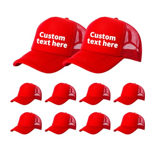 10 Pack of Blank Trucker Hat Bulk Men and Women Hats Bulk DIY Graffiti Mesh Hat Hot Stamping Hats - color: Red