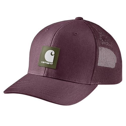 Carhartt Men's Rugged Flex Twill Mesh-Back Logo Patch Cap - color: Cherry Lacquer