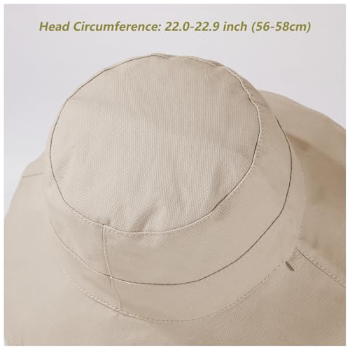 vidsel Womens Sun Hats Wide Brim Reversible Bucket Cotton Hat with Hat Clip - color: Beige2, size: Medium