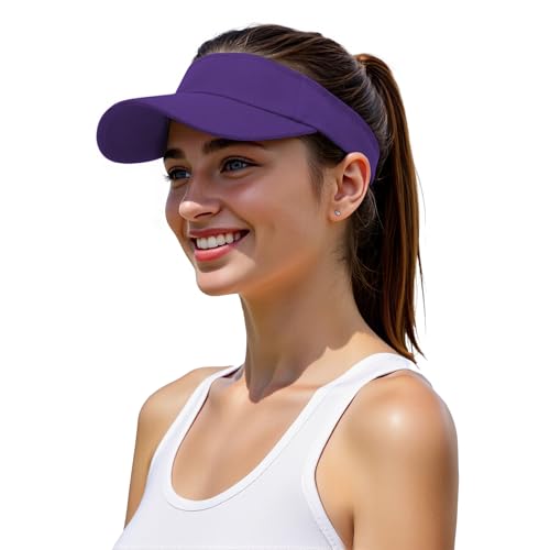American Trends Sun Visor Hat for Women, Lightweight Quick-Dry Golf Visor - color: Purple