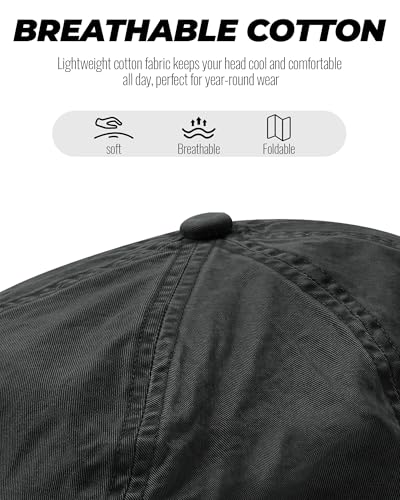 CLAPE Newsboy Caps for Men, Vintage 8 Panel Cotton Flat Cap, Breathable Stretch Fit Men's Newsboy Hat for Driving, Travel