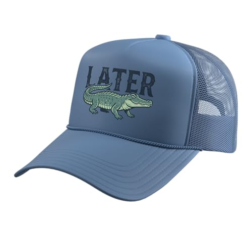 Later Alligator Trucker Hat with Adjustable Mesh Back - color: Light Blue