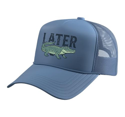 Later Alligator Trucker Hat with Adjustable Mesh Back - color: Light Blue