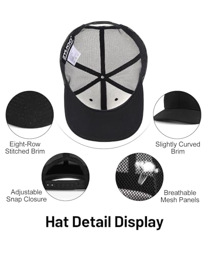 Zylioo XXL Trucker Hat for Big Heads Men Women,2 Tone Mesh Snapback Cap - color: Black-a, size: Medium-Large