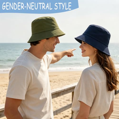 Unisex 3-Pack UV Packable Summer Bucket Sun Hats for Outdoor Activities - color: 3 Black/White/Navy Blue