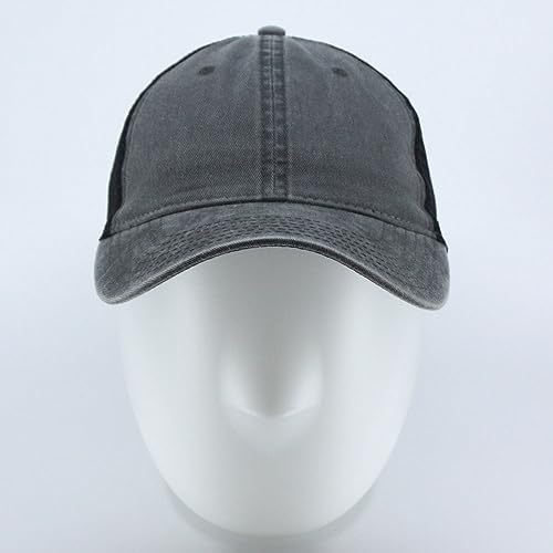 Vintage Washed Cotton Soft Mesh Adjustable Baseball Cap - color: Charcoal/Charcoal/Black 96r