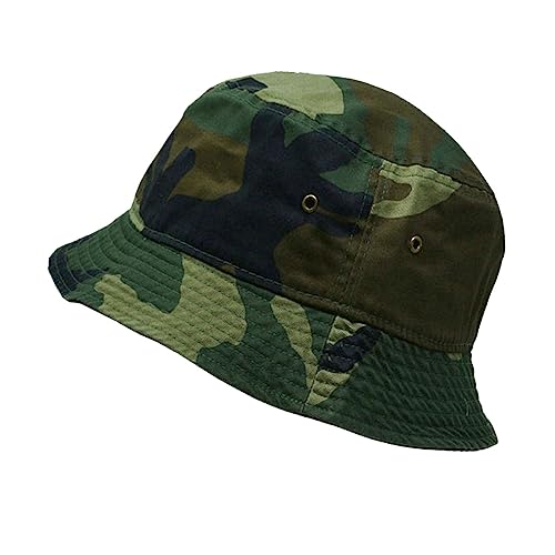 Glory Max Unisex Solid Color 100% Cotton Bucket Hat Small Brim Packable Travel Summer Beach Hat - color: Woodland Army, size: Small-Medium