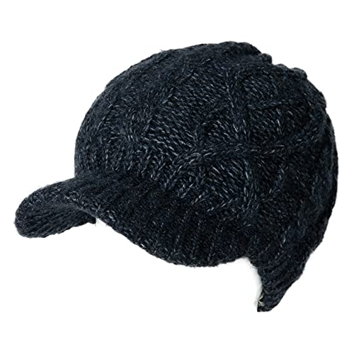 Comhats Wool Blend Visor Beanie for Women, Cable Knit, Large Size - color: 68294_dark Blue, size: One Size