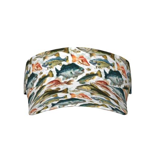 Unisex Adjustable Sports Sun Visor - color: Fish