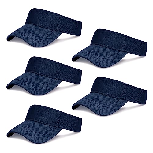 Rbenxia 5 PCS Adjustable Sport Visors Sun Visor Hats Cap Visors Women Men - color: Navy Blue, size: One Size