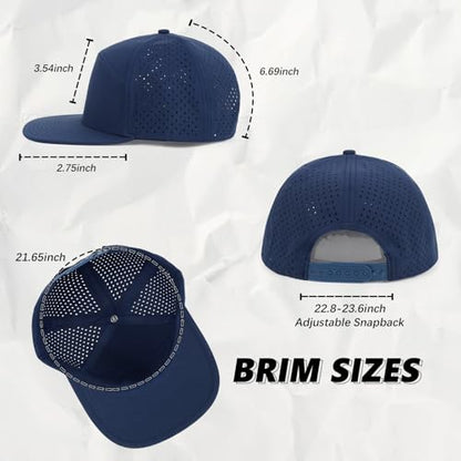Quick Dry Baseball Cap Flat Brim Snapback Golf Hat for Men Women - color: Navy+darkgrey+lightgrey