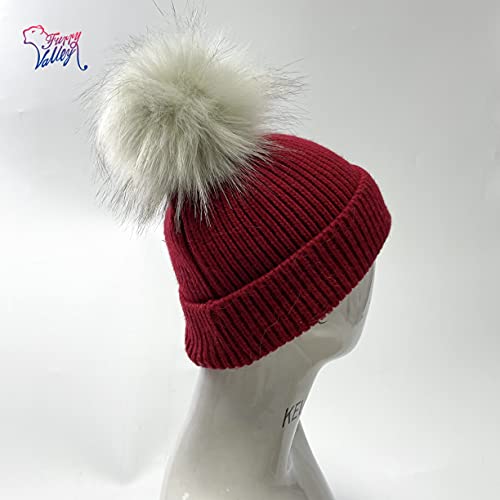 Furryvalley Faux Fur Pompom 6pcs DIY Crafts Fluffy Balls for Hat Shoes Scarves with Snap Fastener Removable Knitting Hat Horse Riding Hat Silk Accessories 6 Inch Extra Large (Color 3#) - color: Color 3#